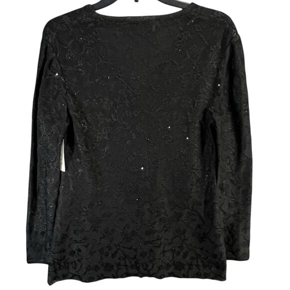 St John Evening Cardigan 2 Black Sparkly Metallic Sweater Quiet Luxury Vintage - Picture 6 of 16